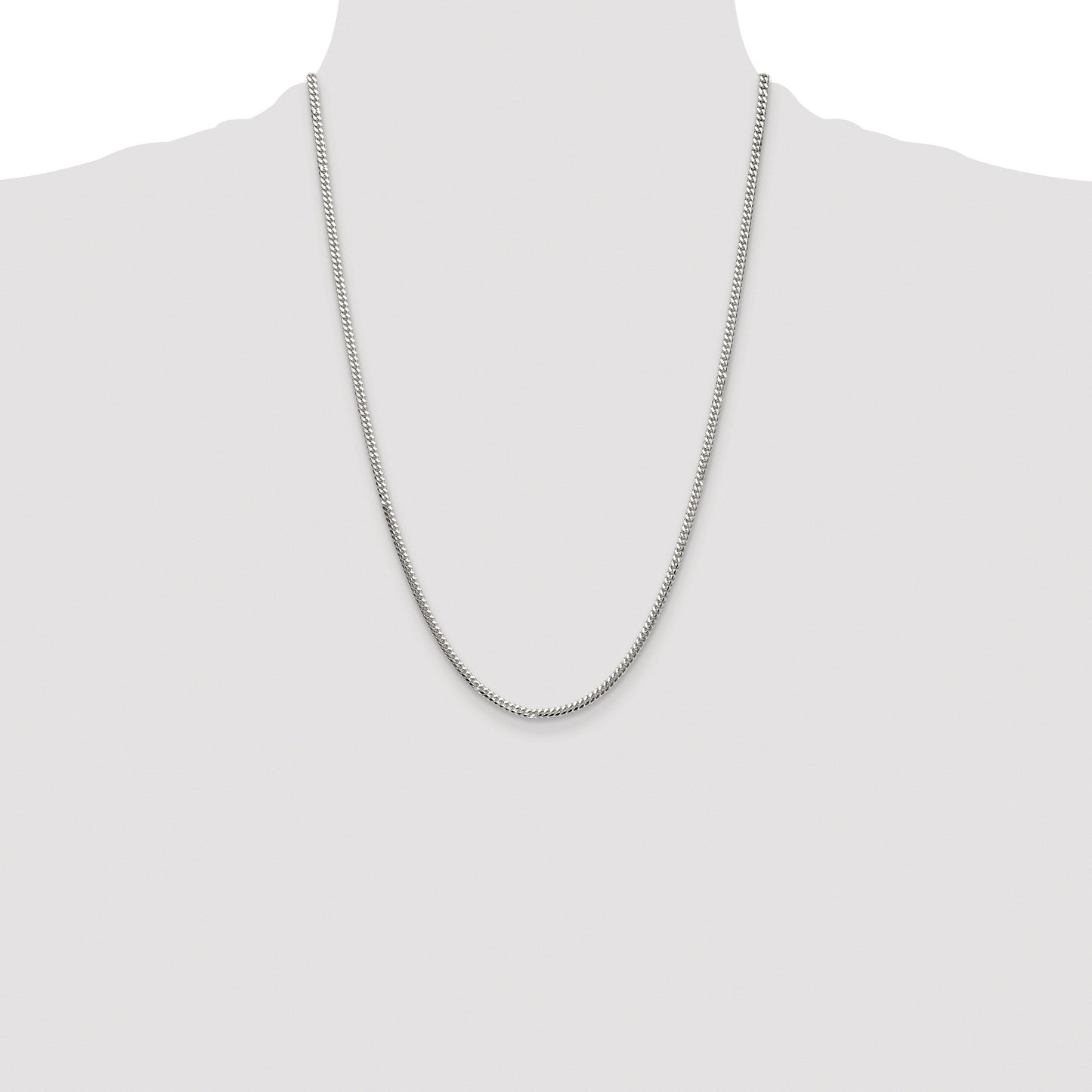 Sterling Silver Rhodium-plated Polished 2.9mm Domed Curb Chain
