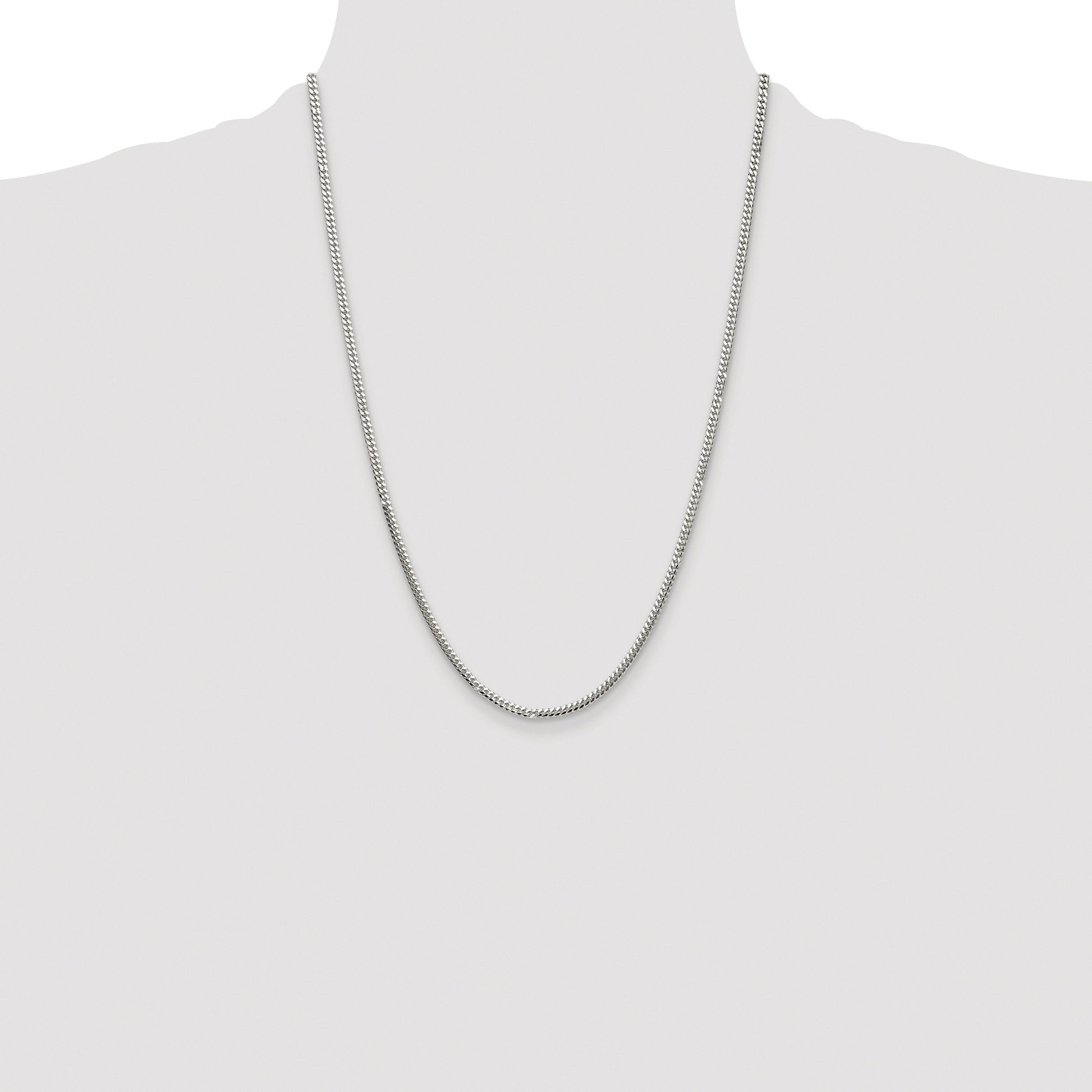 Sterling Silver Rhodium-plated Polished 2.9mm Domed Curb Chain