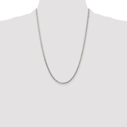 Sterling Silver Rhodium-plated Polished 2.9mm Domed Curb Chain