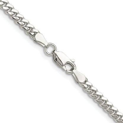 Sterling Silver Rhodium-plated Polished 3.4mm Domed Curb Chain
