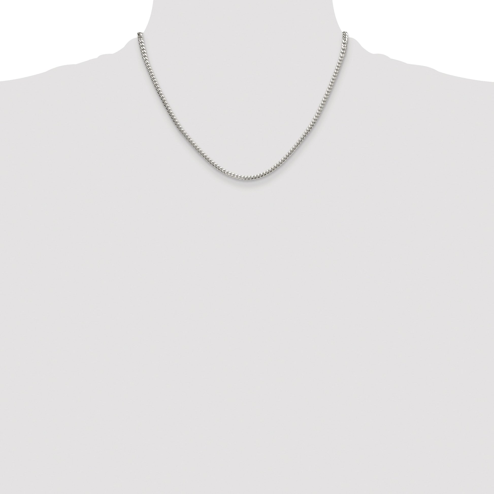 Sterling Silver Rhodium-plated Polished 3.4mm Domed Curb Chain