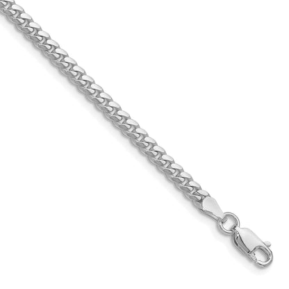 Sterling Silver Rhodium-plated Polished 3.4mm Domed Curb Chain
