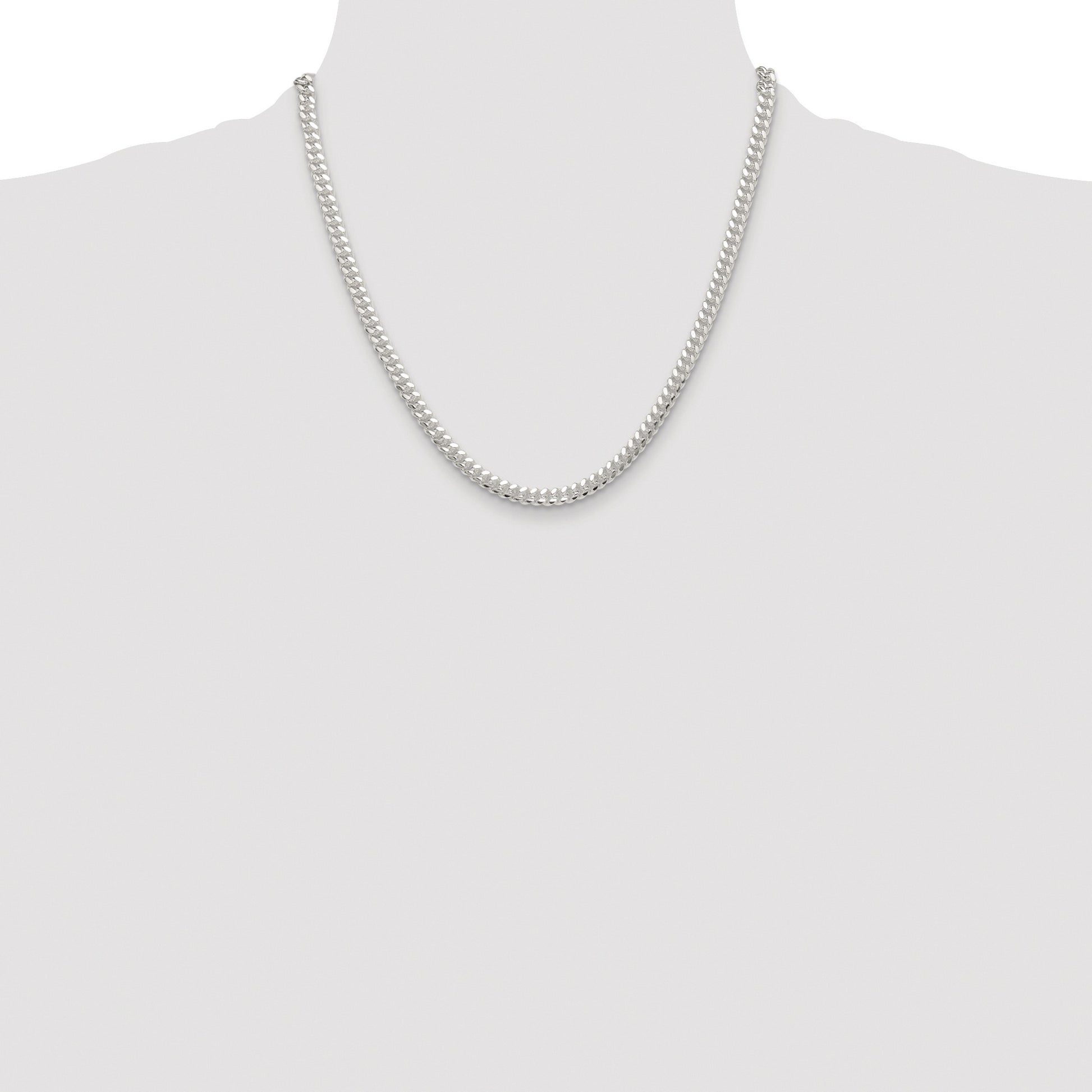 Sterling Silver Rhodium-plated Polished 5.7mm Domed Curb Chain
