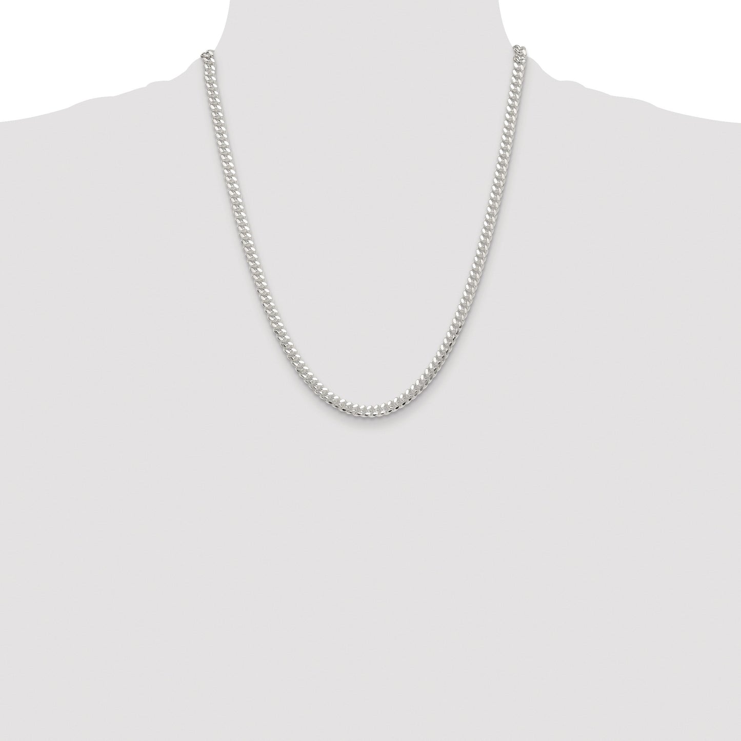 Sterling Silver Rhodium-plated Polished 5.7mm Domed Curb Chain