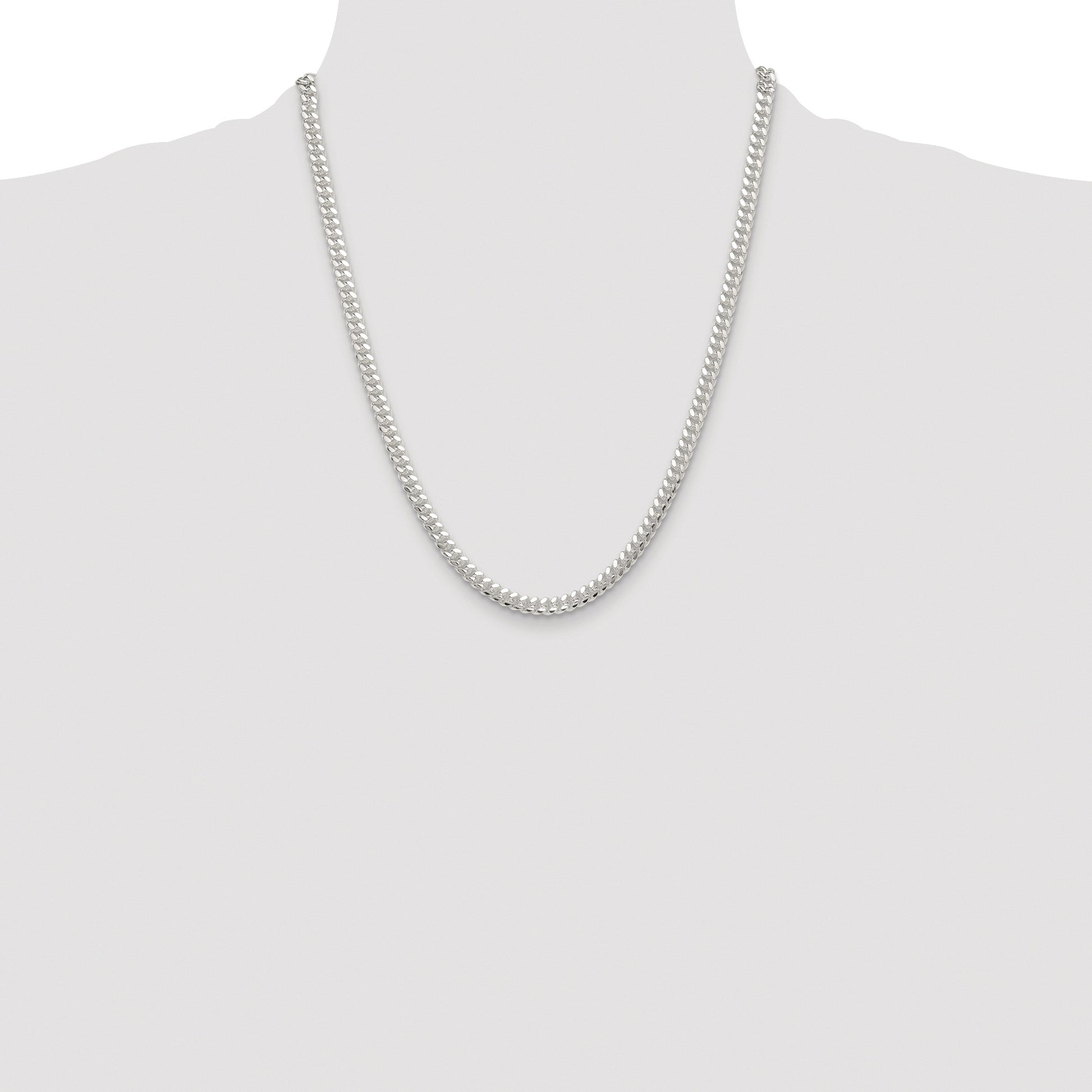Sterling Silver Rhodium-plated Polished 5.7mm Domed Curb Chain