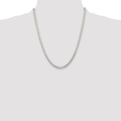 Sterling Silver Rhodium-plated Polished 5.7mm Domed Curb Chain