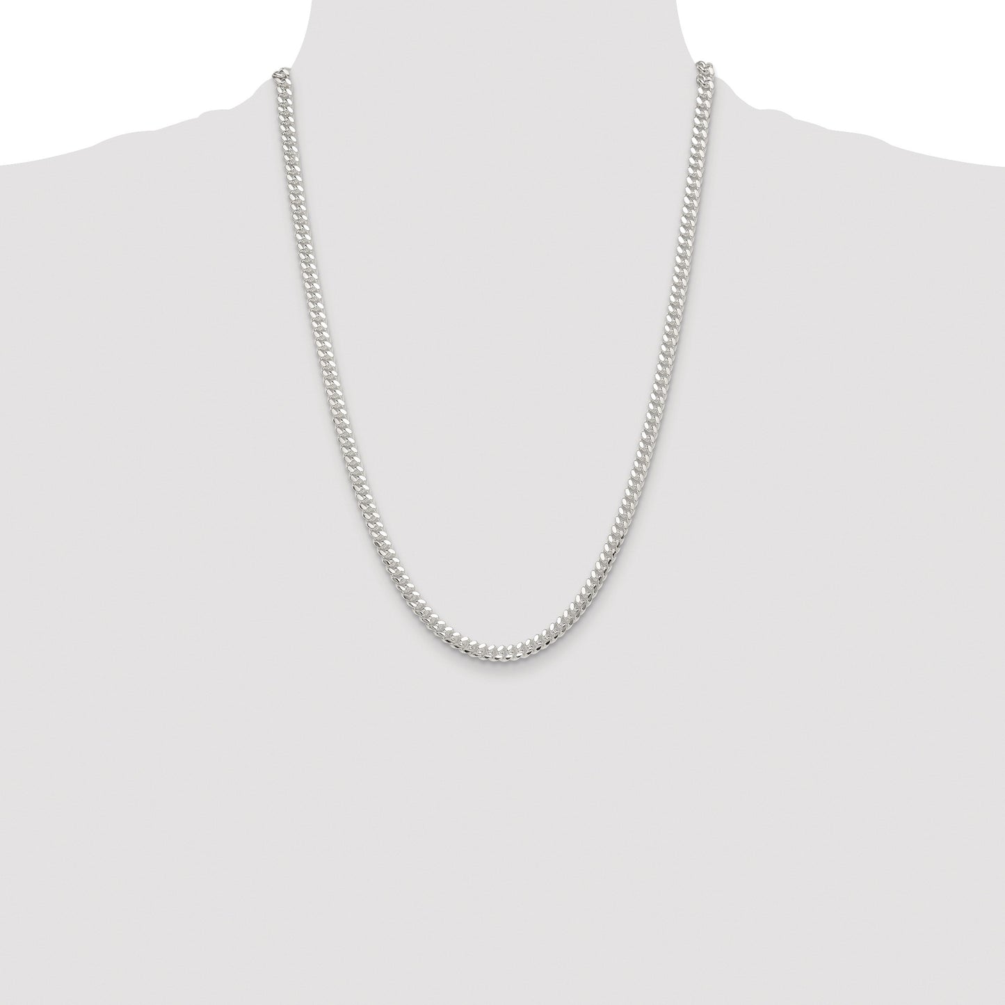 Sterling Silver Rhodium-plated Polished 5.7mm Domed Curb Chain
