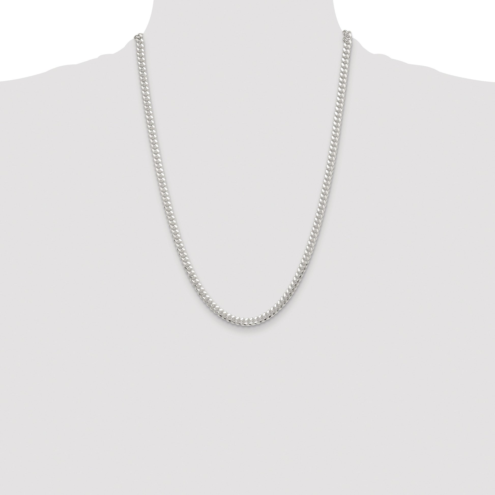 Sterling Silver Rhodium-plated Polished 5.7mm Domed Curb Chain