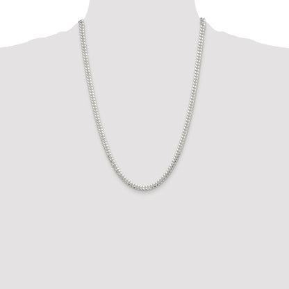 Sterling Silver Rhodium-plated Polished 5.7mm Domed Curb Chain