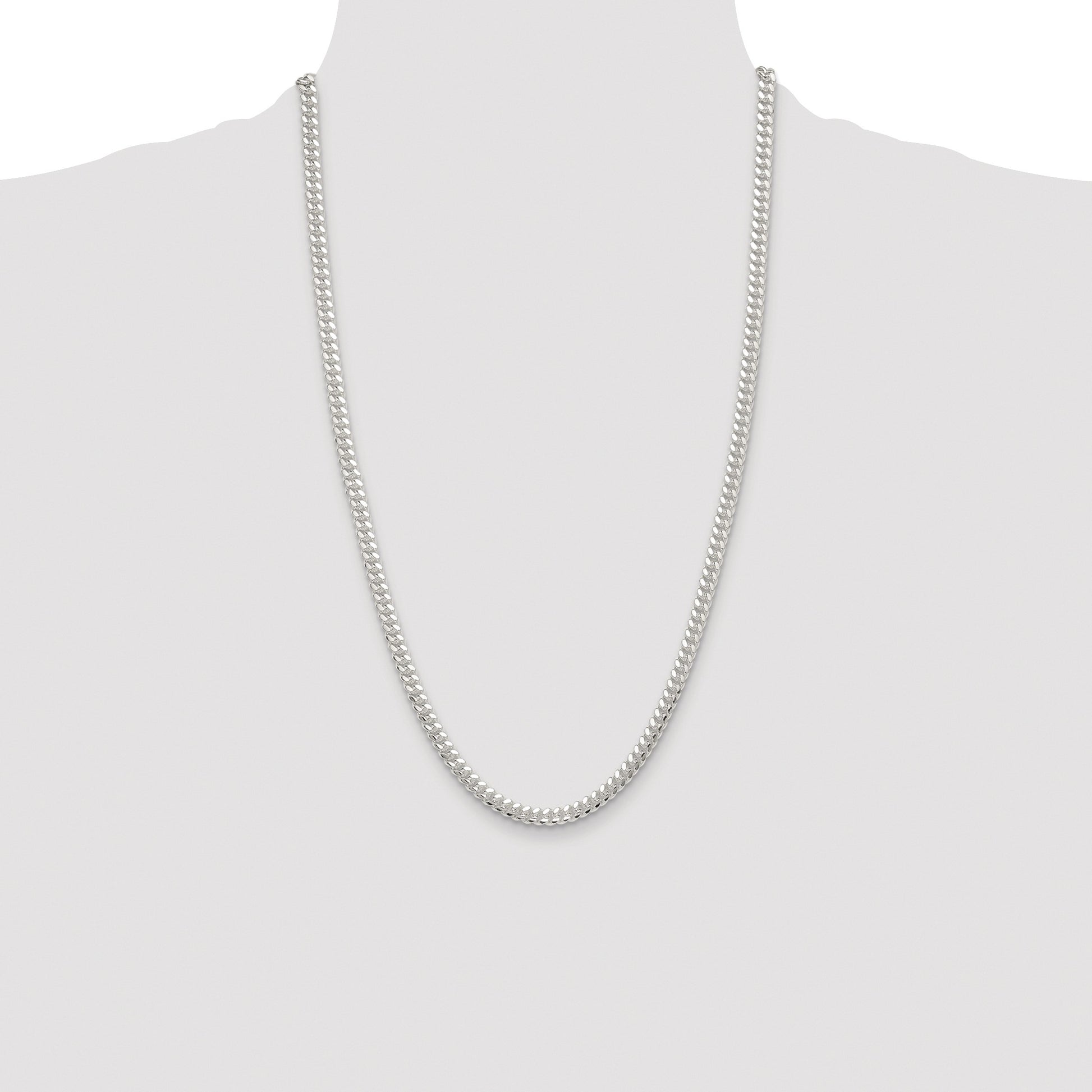 Sterling Silver Rhodium-plated Polished 5.7mm Domed Curb Chain