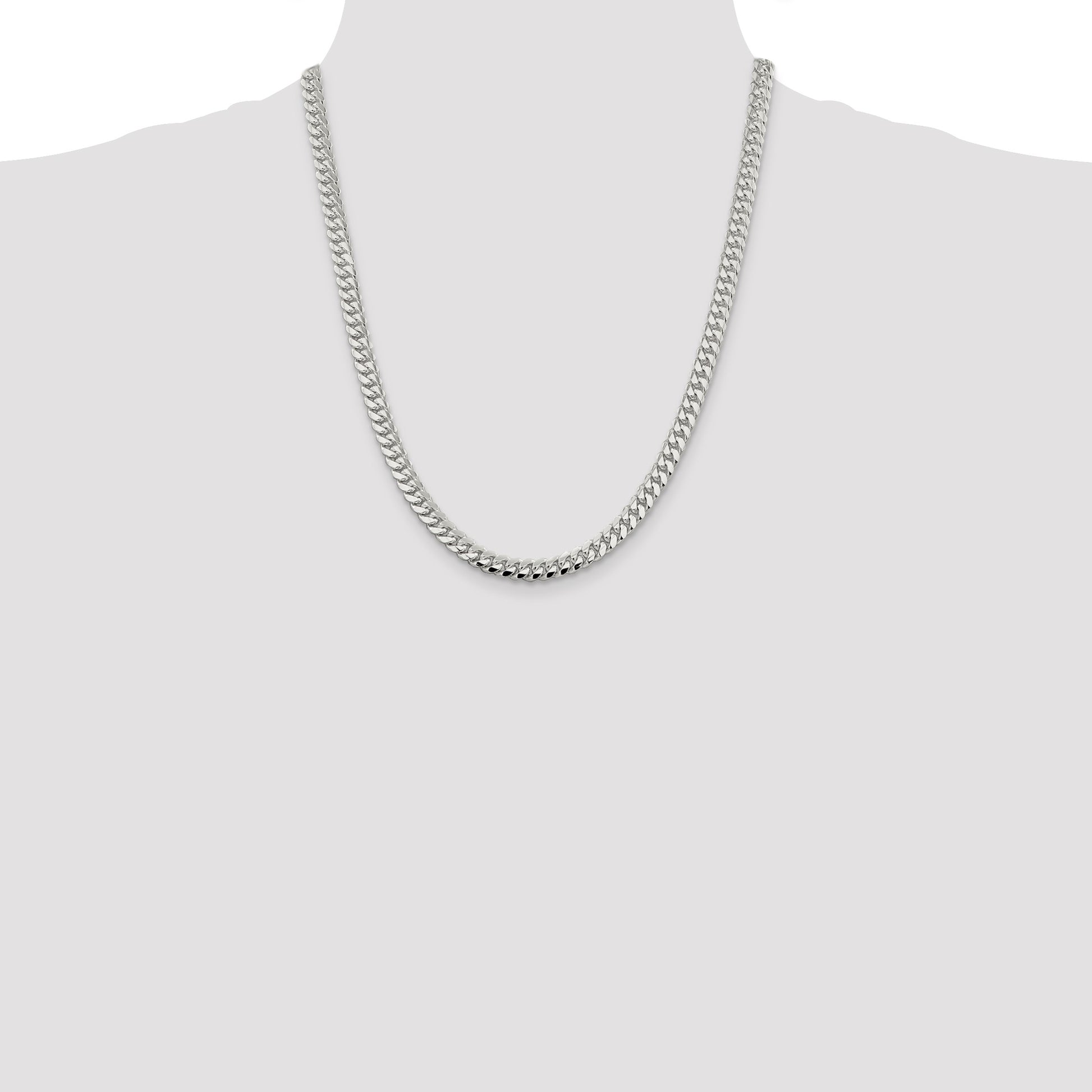 Sterling Silver 6.4mm Polished Domed Curb Chain