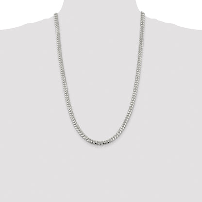 Sterling Silver Rhodium-plated 6.4mm Polished Domed Curb Chain