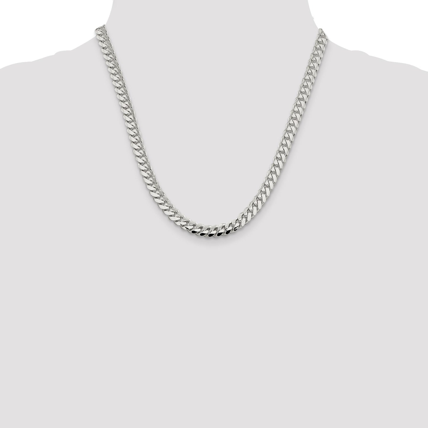 Sterling Silver 7.0mm Polished Domed Curb Chain