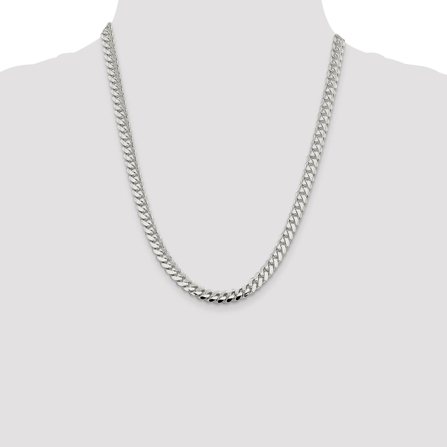 Sterling Silver 7.0mm Polished Domed Curb Chain