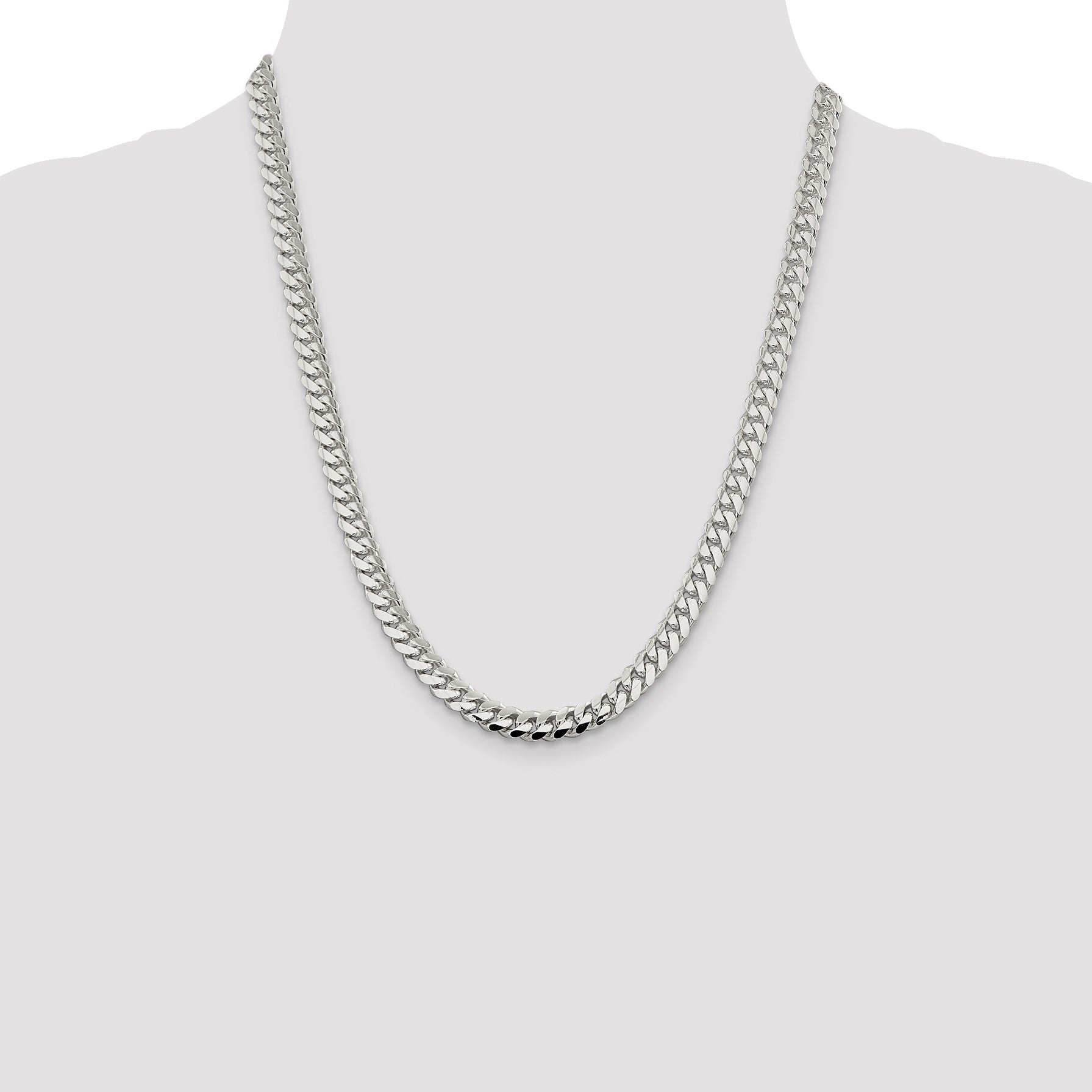Sterling Silver 7.0mm Polished Domed Curb Chain