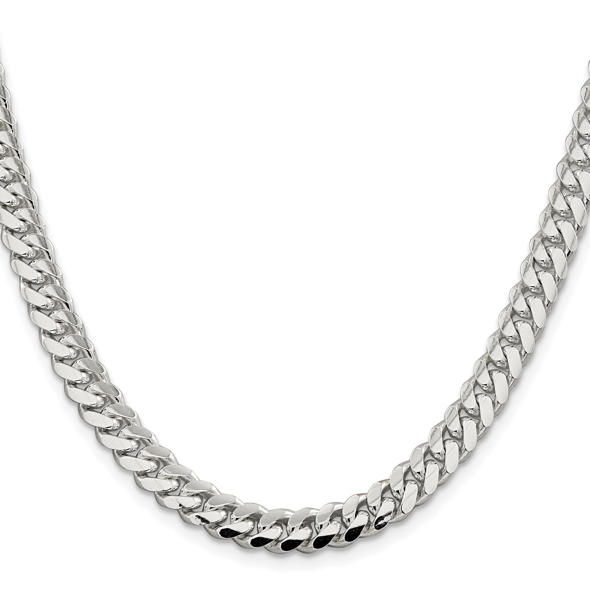 Sterling Silver Rhodium-plated 7.0mm Polished Domed Curb Chain