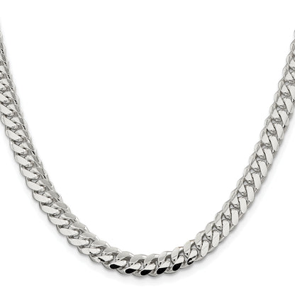 Sterling Silver Rhodium-plated 7.0mm Polished Domed Curb Chain