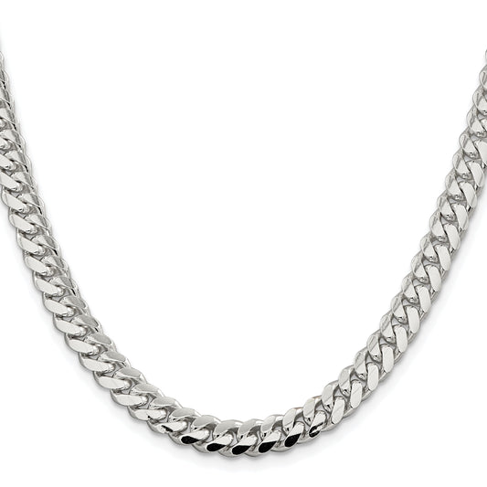 Sterling Silver Rhodium-plated 7.0mm Polished Domed Curb Chain