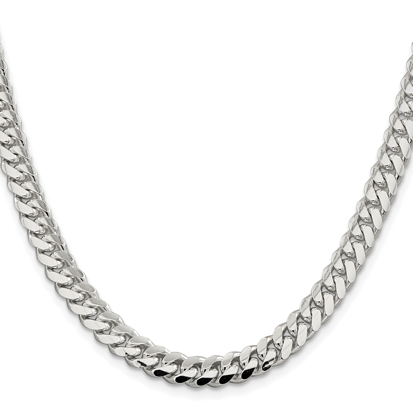 Sterling Silver Rhodium-plated 7.0mm Polished Domed Curb Chain