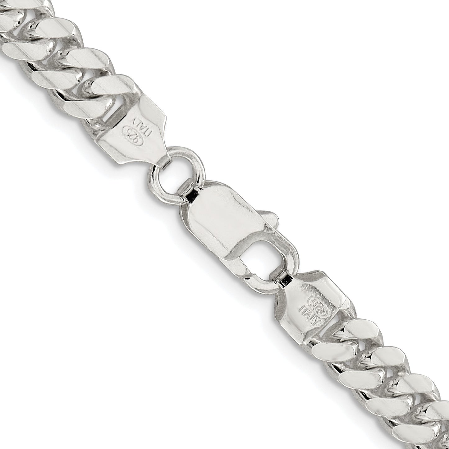 Sterling Silver Rhodium-plated 7.0mm Polished Domed Curb Chain
