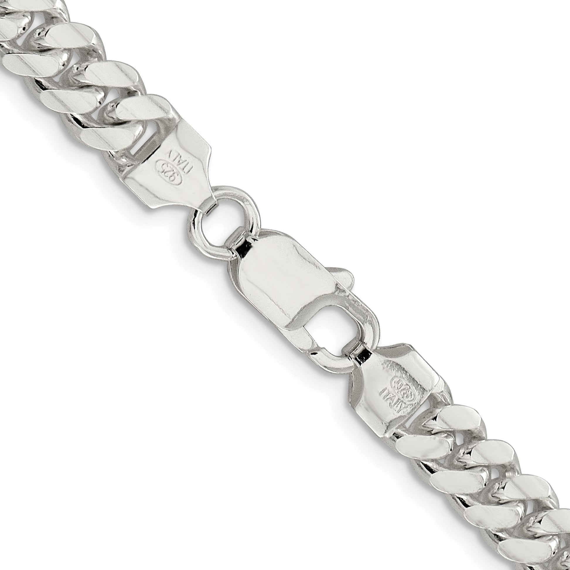 Sterling Silver Rhodium-plated 7.0mm Polished Domed Curb Chain