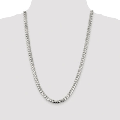 Sterling Silver Rhodium-plated 7.0mm Polished Domed Curb Chain