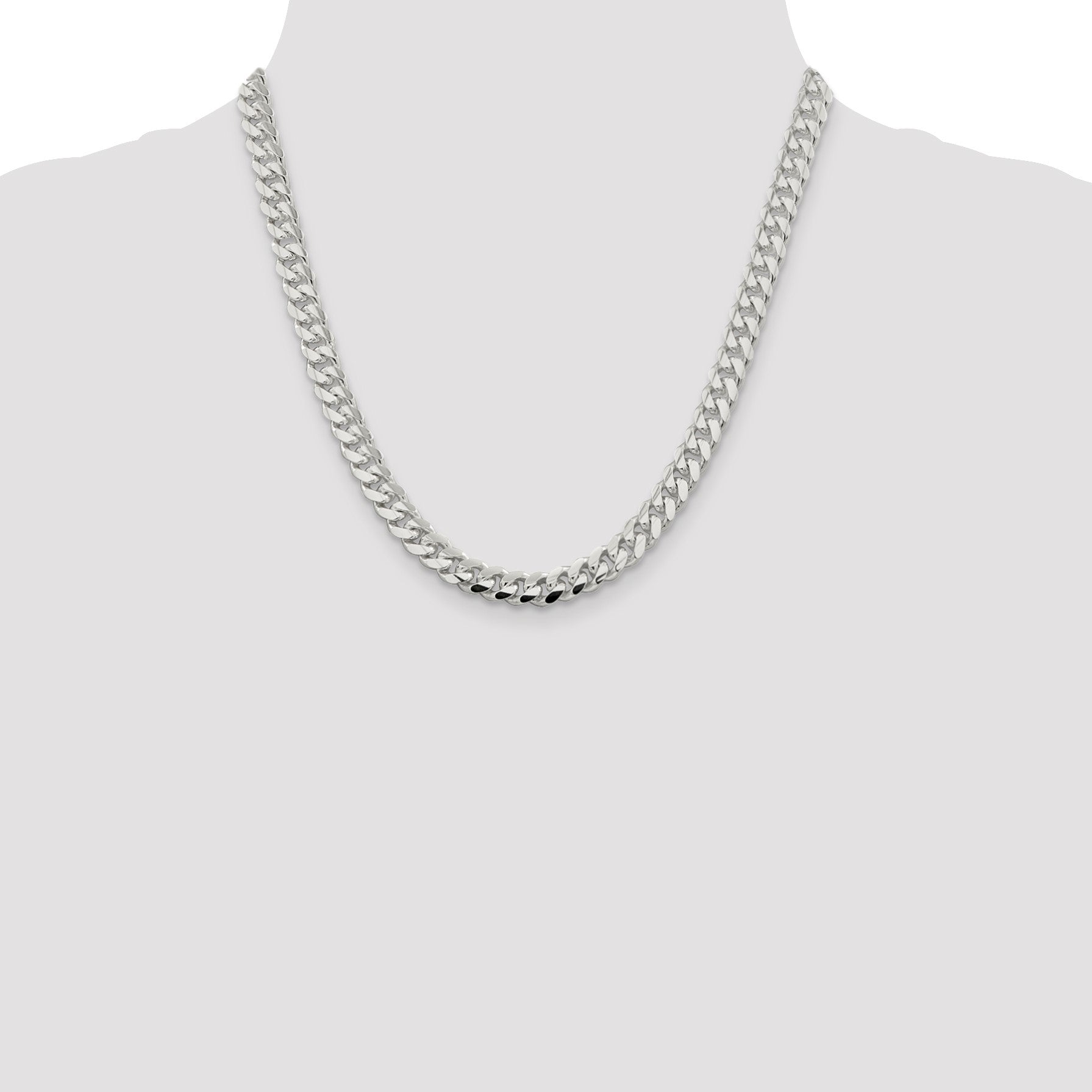 Sterling Silver 7.8mm Polished Domed Curb Chain