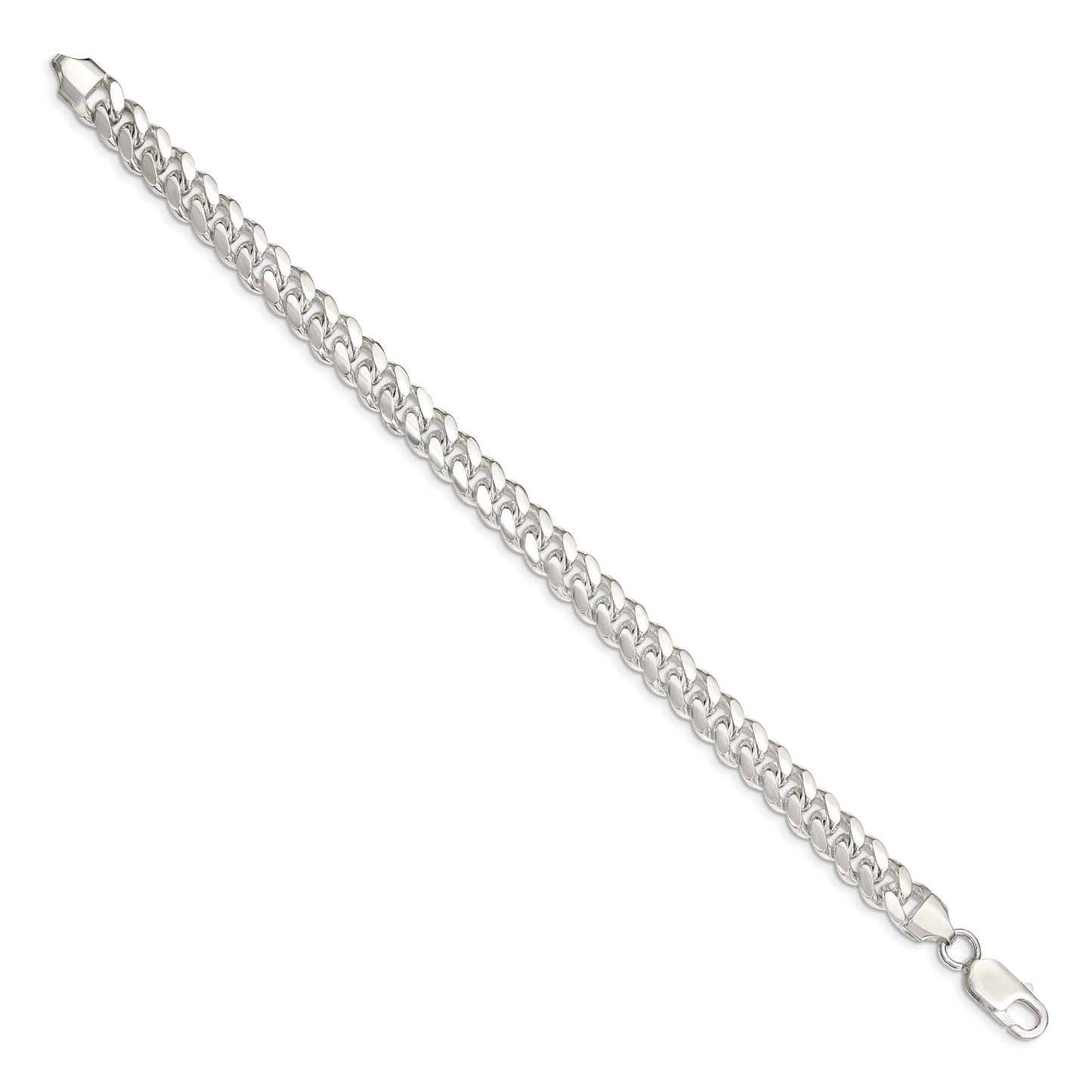 Sterling Silver 7.8mm Polished Domed Curb Chain Bracelet