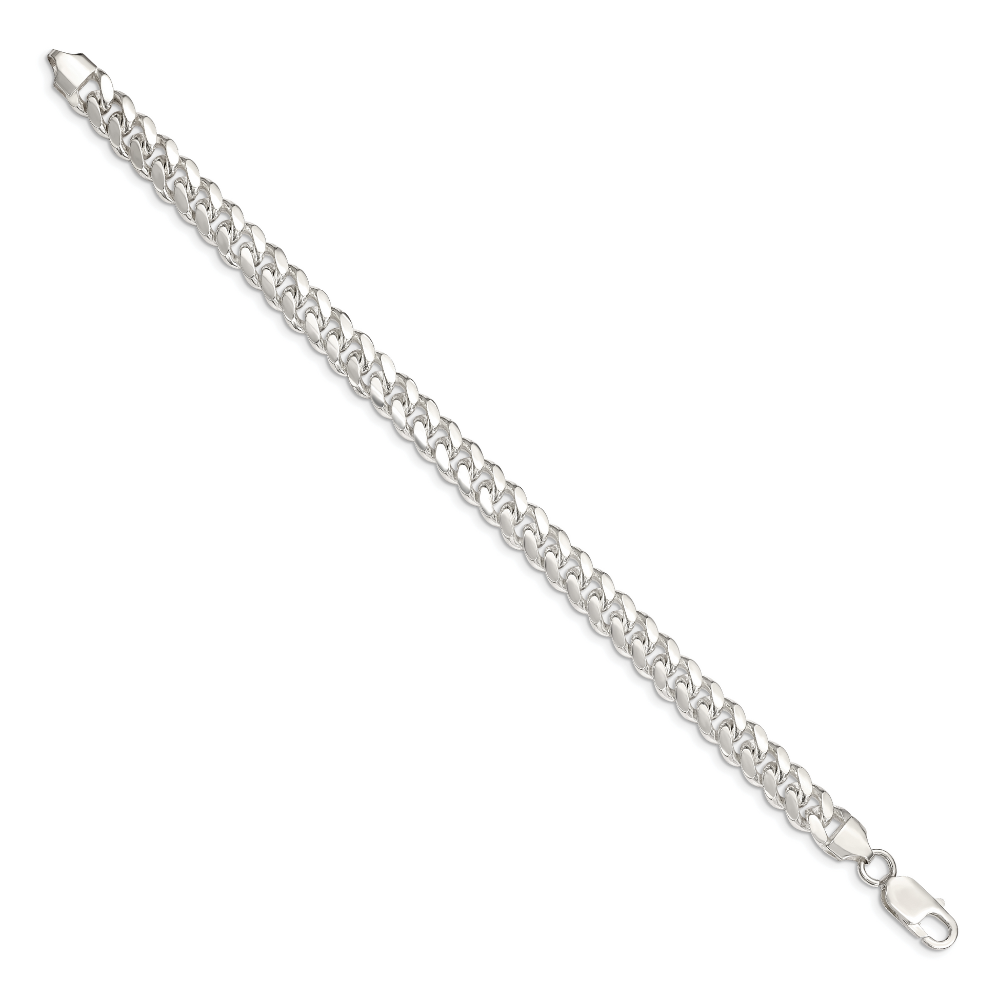 Sterling Silver 7.8mm Polished Domed Curb Chain Bracelet