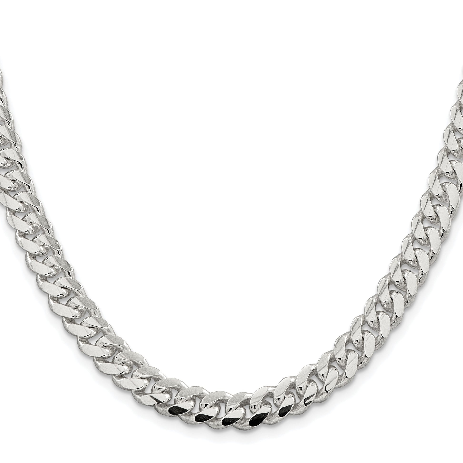 Sterling Silver Rhodium-plated 7.8mm Polished Domed Curb Chain