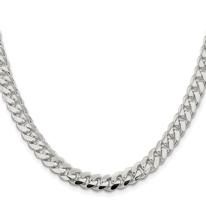 Sterling Silver Rhodium-plated 7.8mm Polished Domed Curb Chain