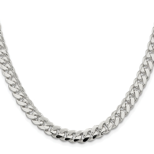 Sterling Silver Rhodium-plated 7.8mm Polished Domed Curb Chain