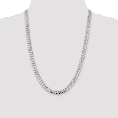 Sterling Silver Rhodium-plated 7.8mm Polished Domed Curb Chain
