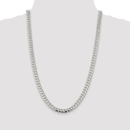 Sterling Silver Rhodium-plated 7.8mm Polished Domed Curb Chain