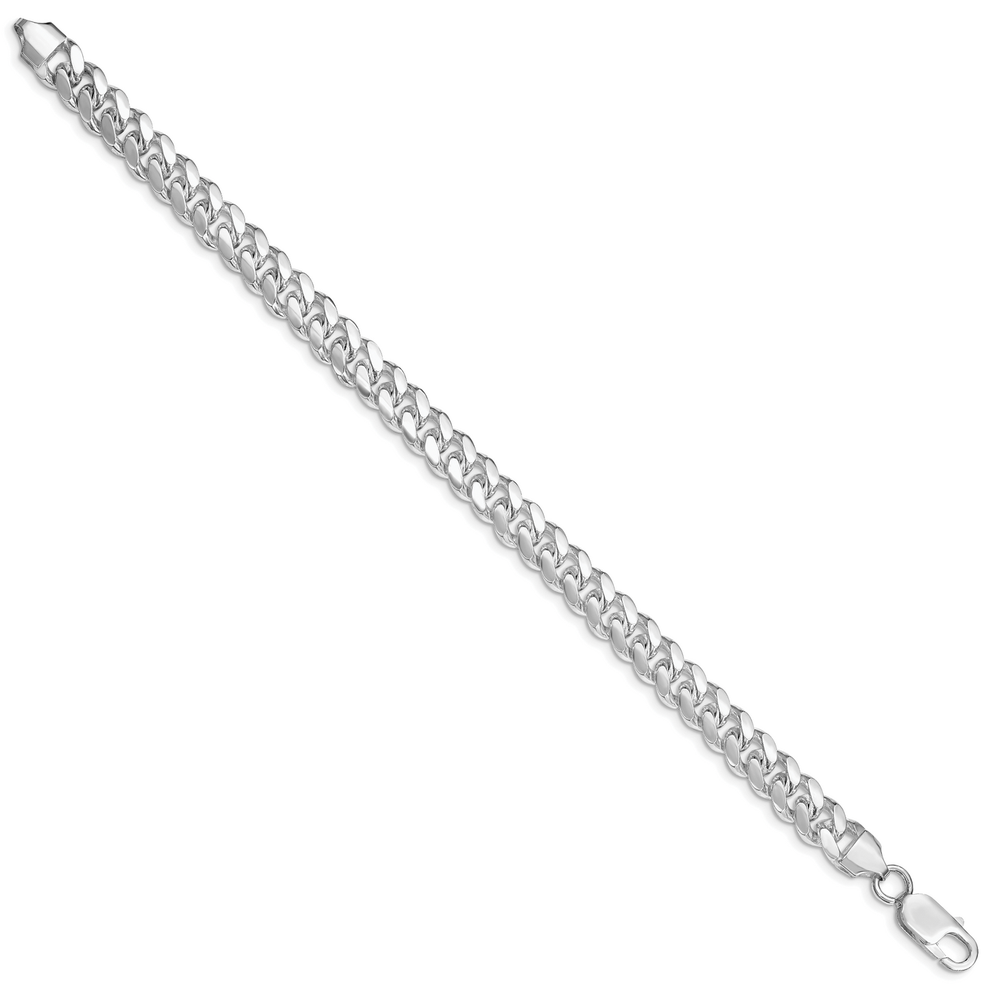 Sterling Silver Rhodium-plated 7.8mm Polished Domed Curb Chain Bracelet