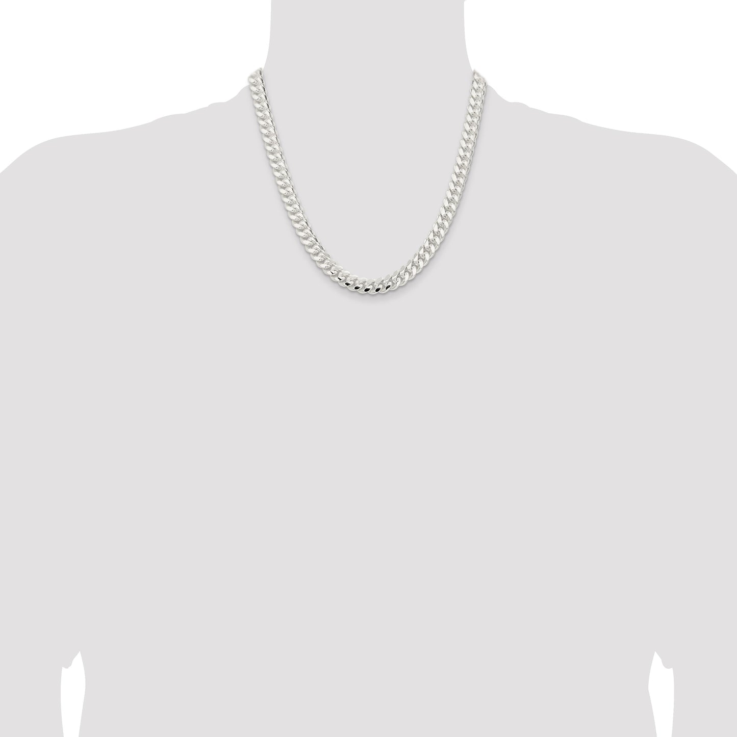 Sterling Silver 9mm Polished Domed Curb Chain