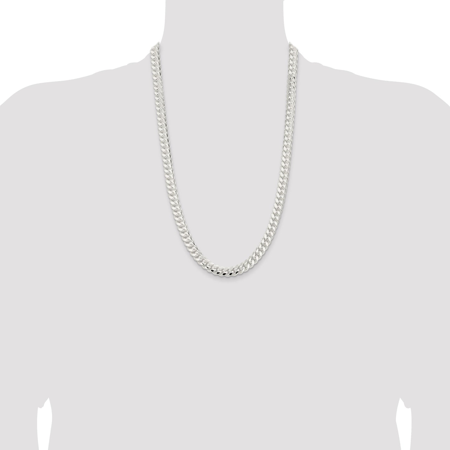 Sterling Silver 9mm Polished Domed Curb Chain