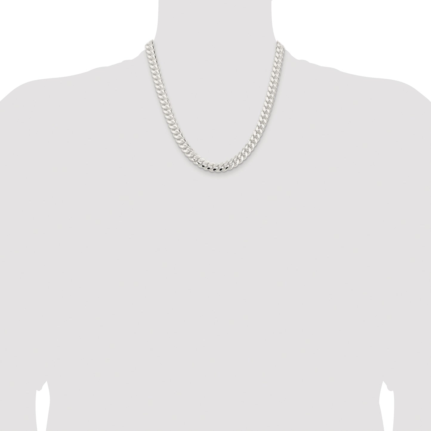 Sterling Silver Rhodium-plated 9mm Polished Domed Curb Chain