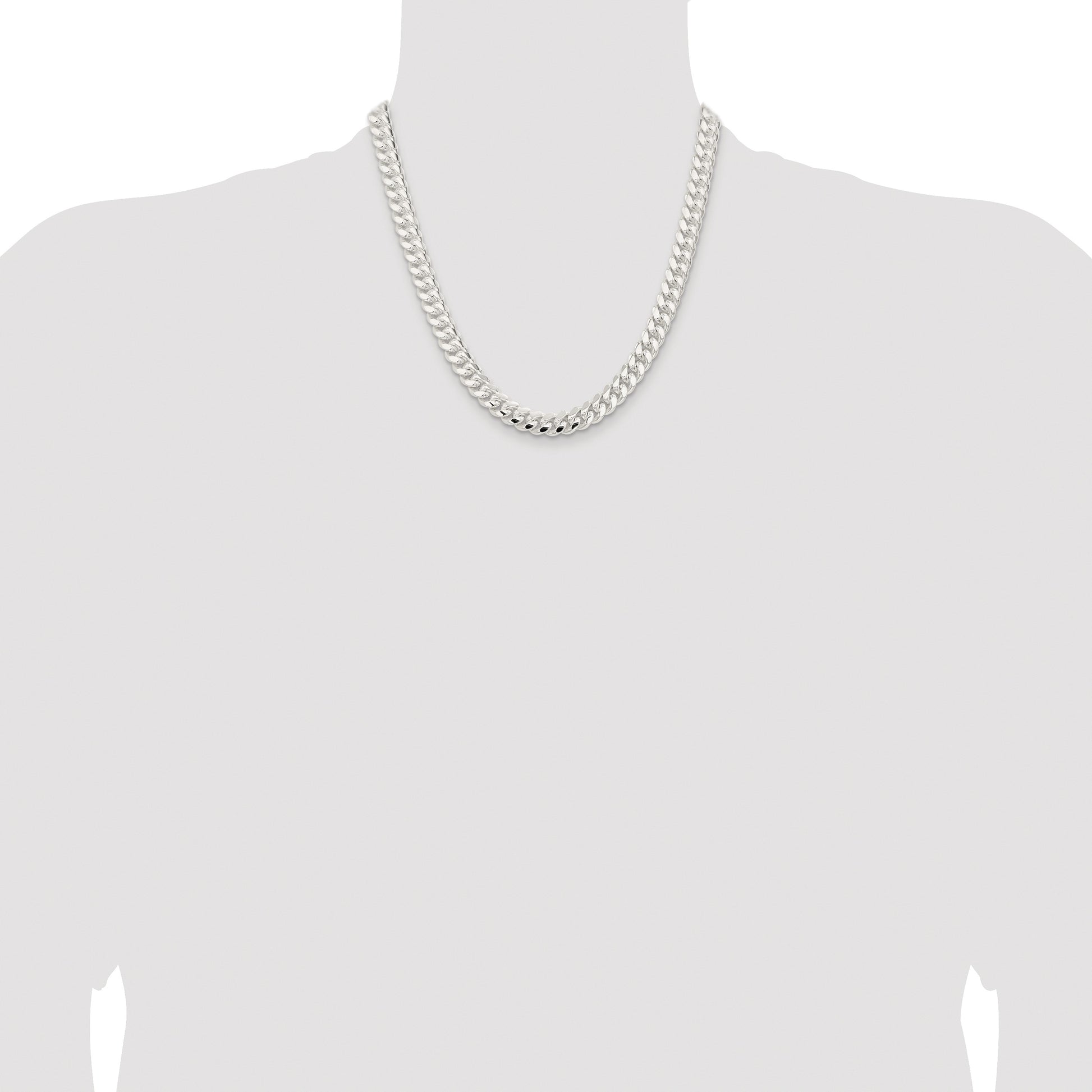 Sterling Silver Rhodium-plated 9mm Polished Domed Curb Chain