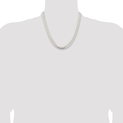 Sterling Silver Rhodium-plated 9mm Polished Domed Curb Chain