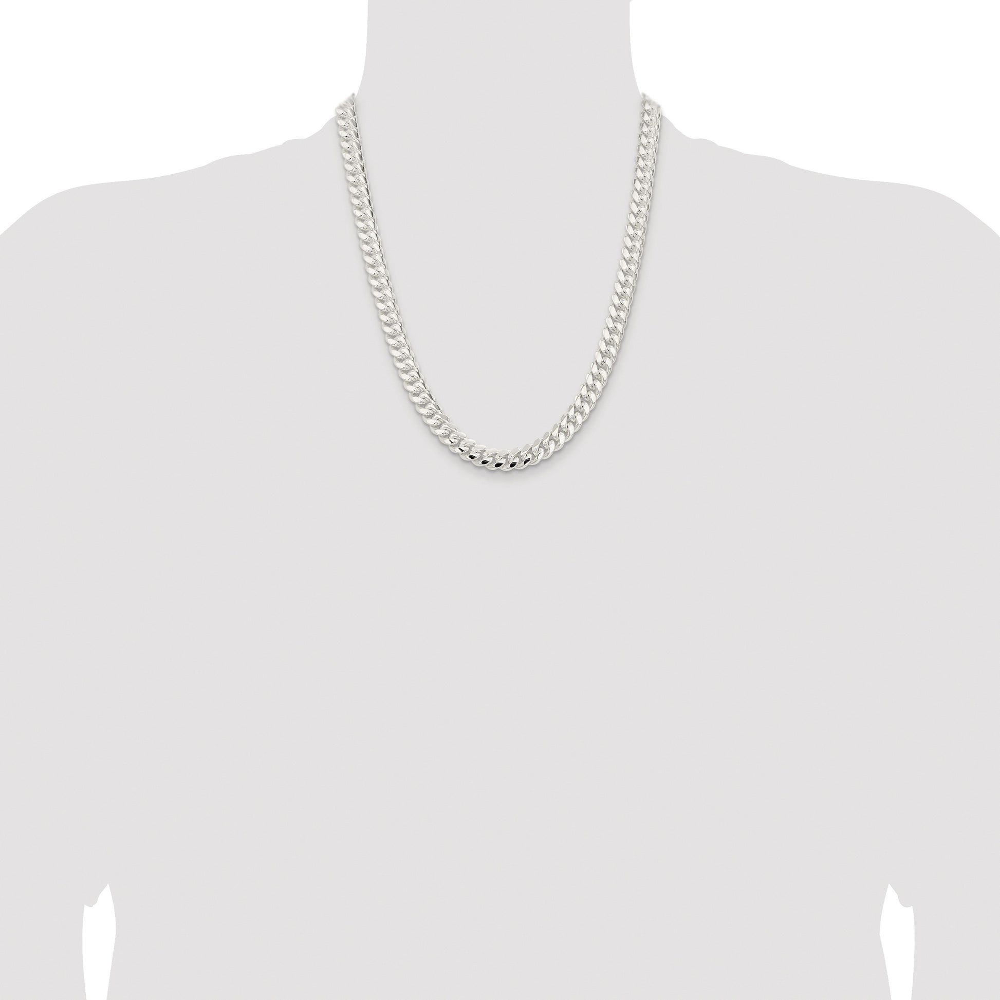 Sterling Silver Rhodium-plated 9mm Polished Domed Curb Chain