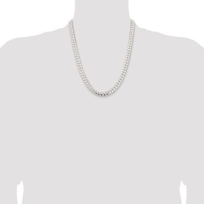 Sterling Silver Rhodium-plated 9mm Polished Domed Curb Chain