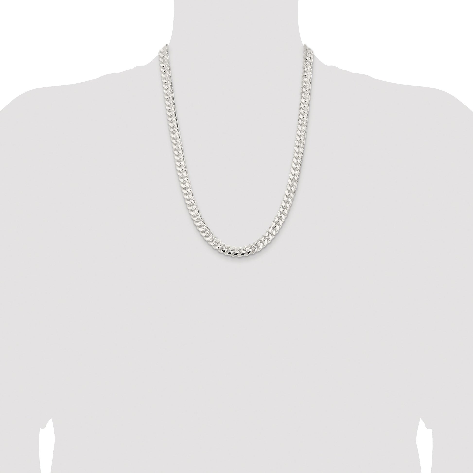 Sterling Silver Rhodium-plated 9mm Polished Domed Curb Chain