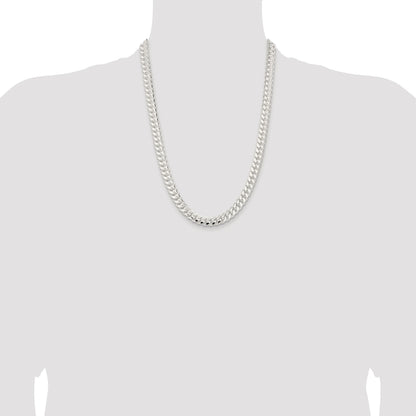 Sterling Silver Rhodium-plated 9mm Polished Domed Curb Chain