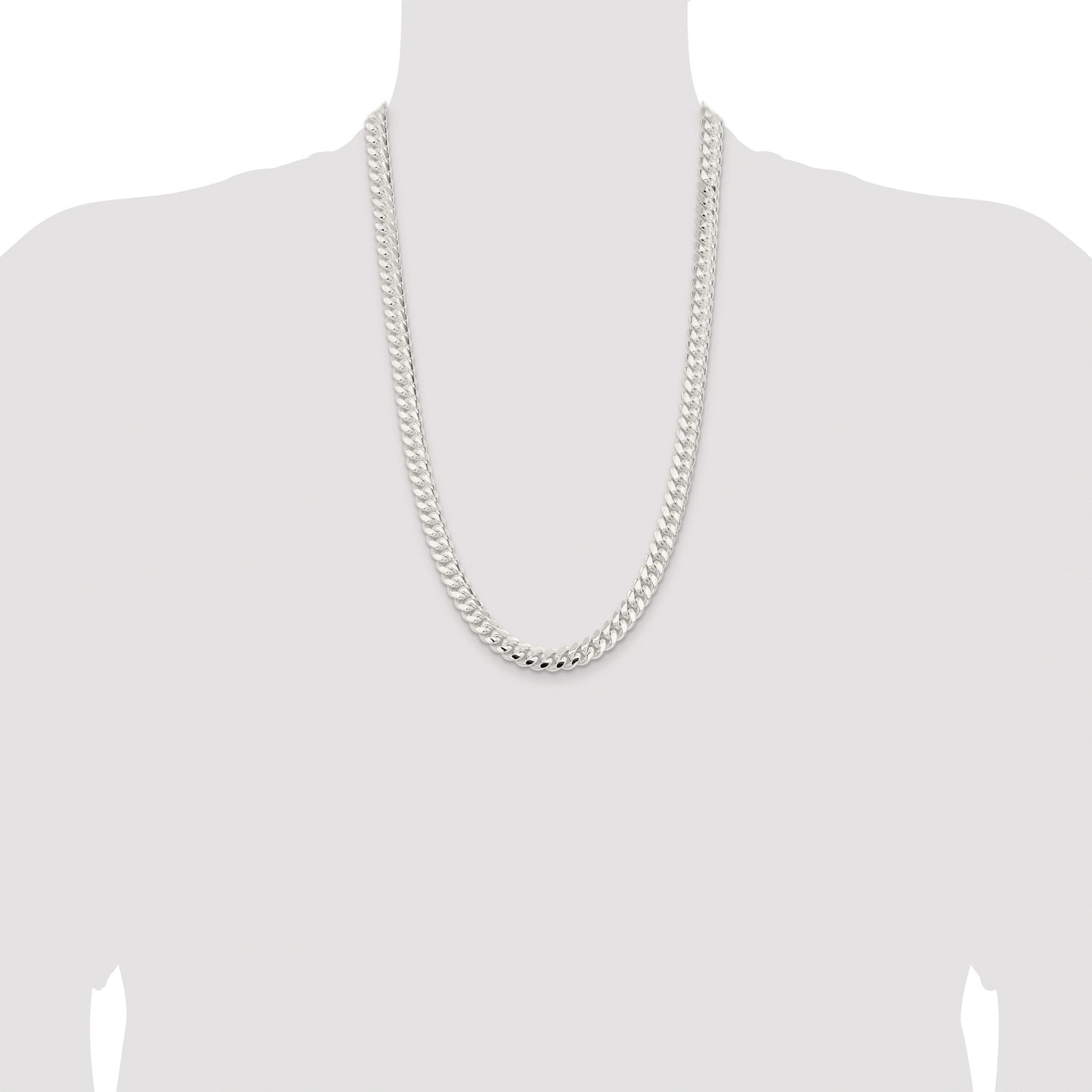Sterling Silver Rhodium-plated 9mm Polished Domed Curb Chain