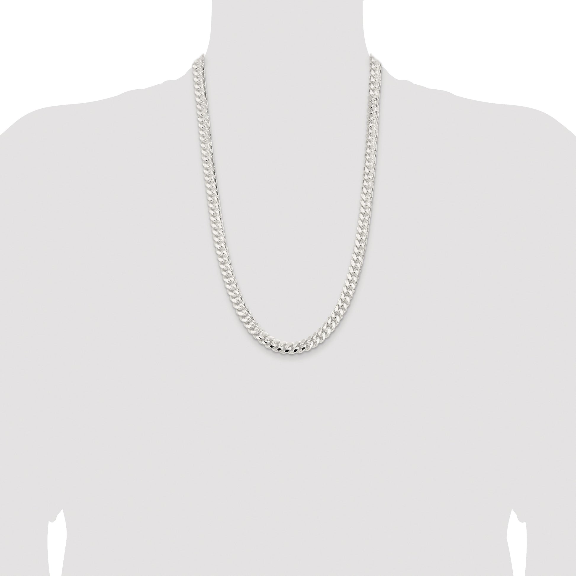 Sterling Silver Rhodium-plated 9mm Polished Domed Curb Chain