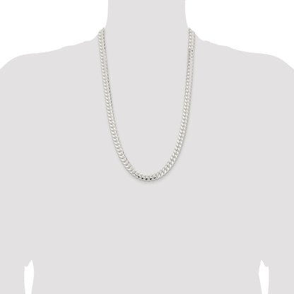 Sterling Silver Rhodium-plated 9mm Polished Domed Curb Chain