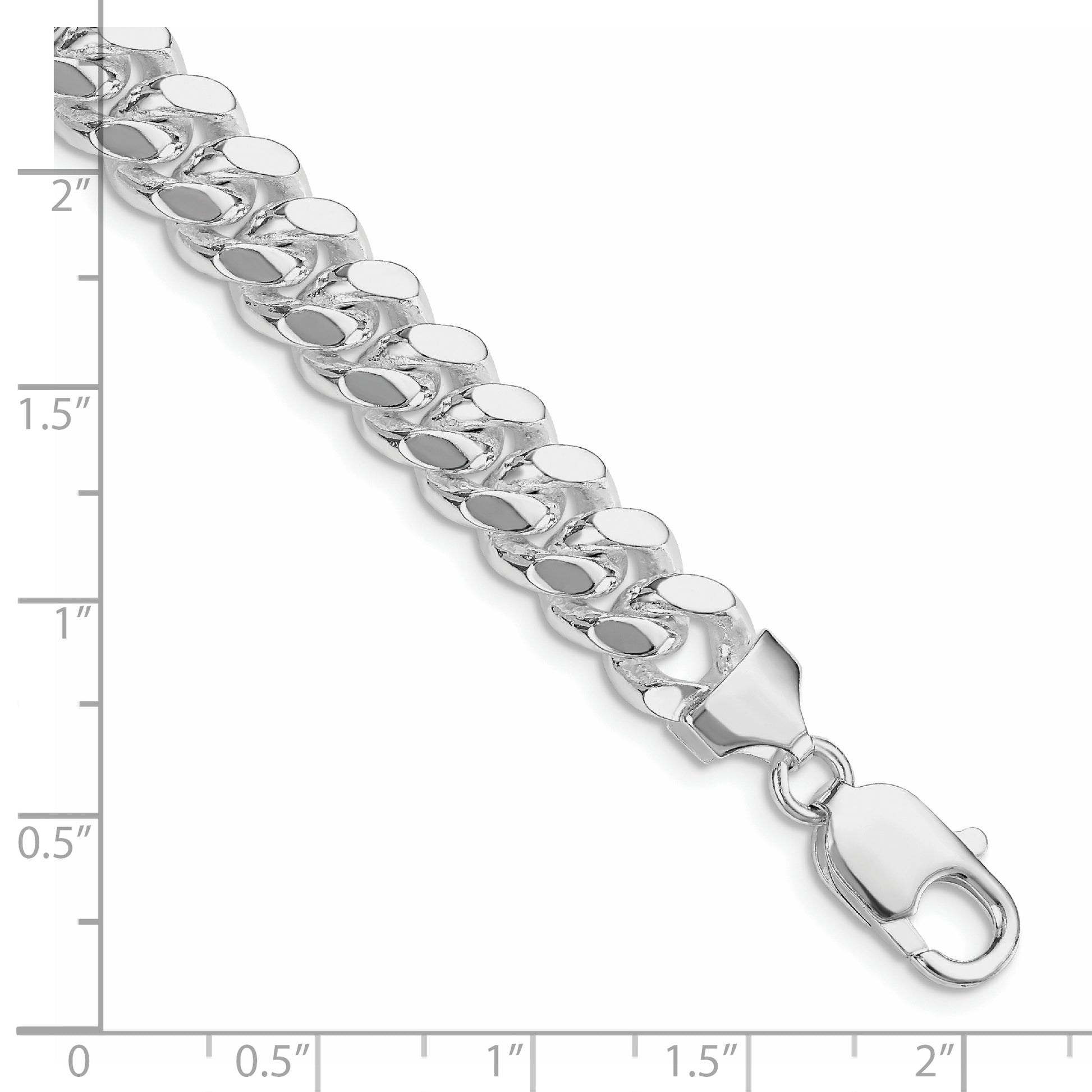 Sterling Silver Rhodium-plated 9mm Polished Domed Curb Chain Bracelet
