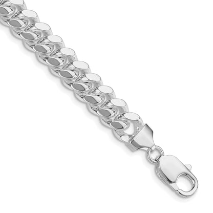 Sterling Silver Rhodium-plated 9mm Polished Domed Curb Chain Bracelet