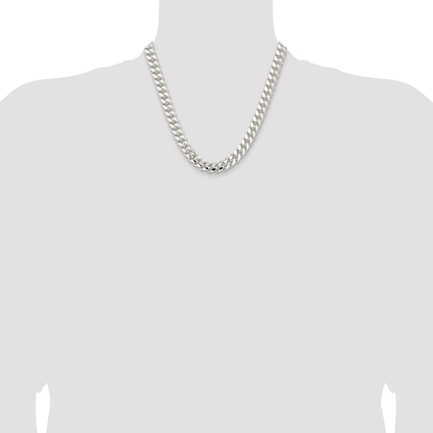 Sterling Silver 10.7mm Polished Domed Curb Chain